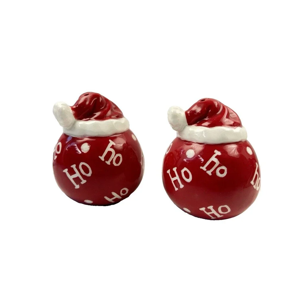 Vintage Ceramic Santa Claus Salt & Pepper Shakers Ho Ho Ho Christmas Set